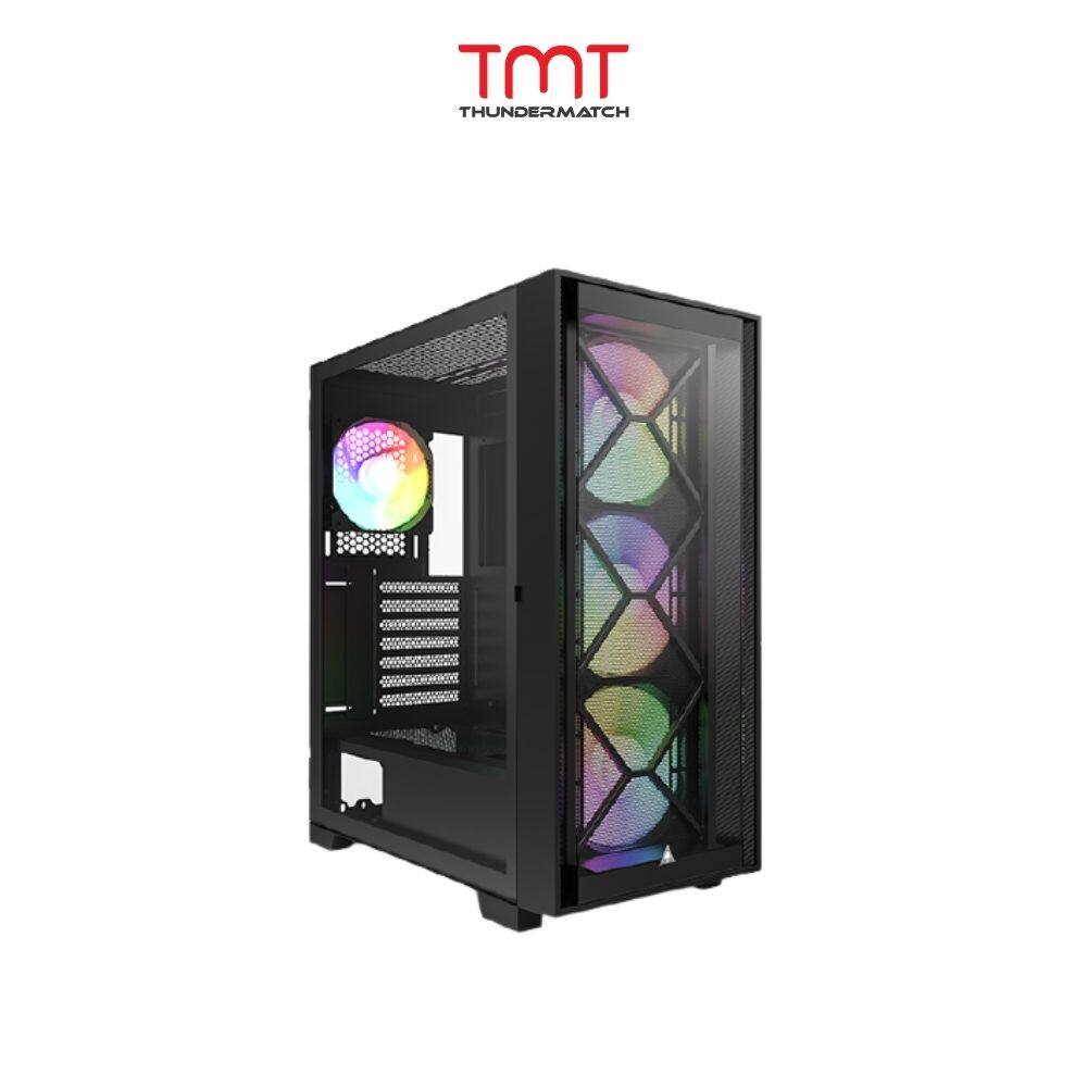 TMT Montech AIR 1000 Premium TG DUAL Front Panel ATX Casing | BLACK /WHITE | 3x14CM ARGB Front Fan /1x12CM ARGB Rear Fan | Mesh+Transparent DUAL Front Panel